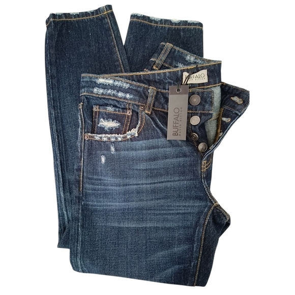 Buffalo David Bitton Denim - US27👖Buffalo David Bitton Mi-waist  Skinny Jeans - Dark Blue Distressed